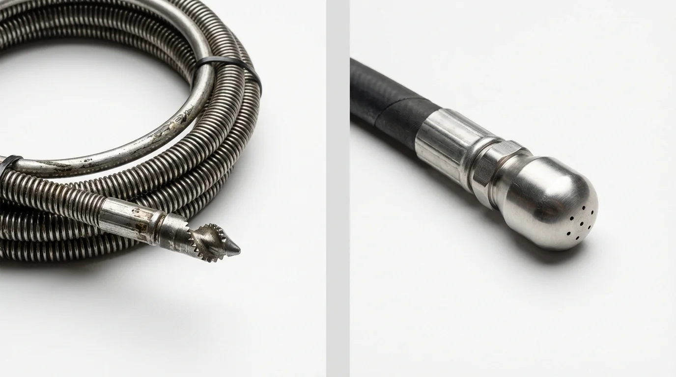 Drain snake cable and hydro jetting nozzle used for drain cleaning in Sebastian, FL