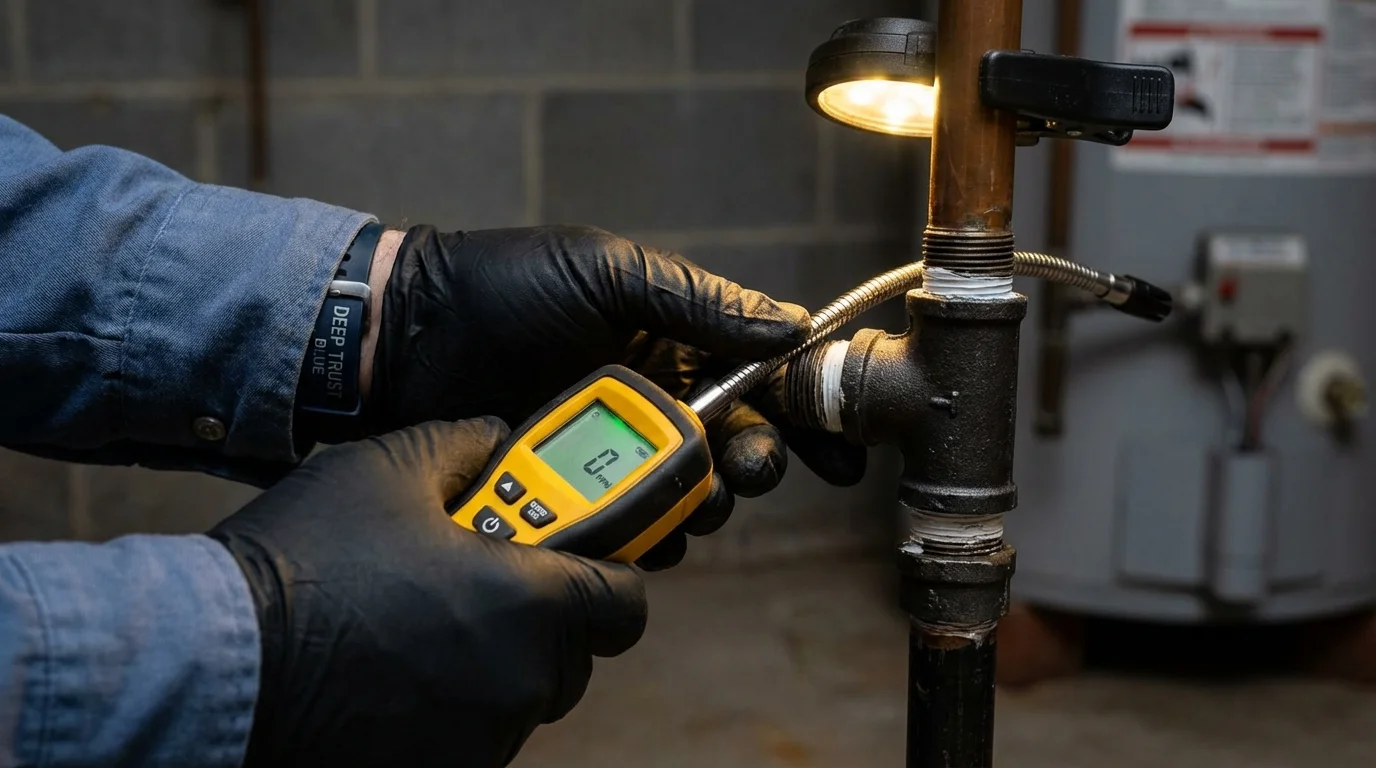 Gas leak detection with electronic sniffer by Johns Plumbing LLC in Sebastian