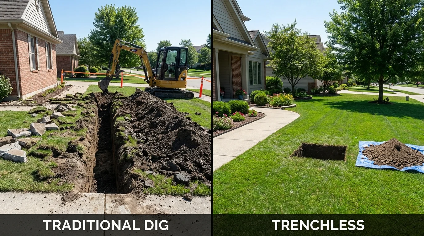 Trenchless sewer repair with minimal yard damage versus traditional excavation in Sebastian, FL